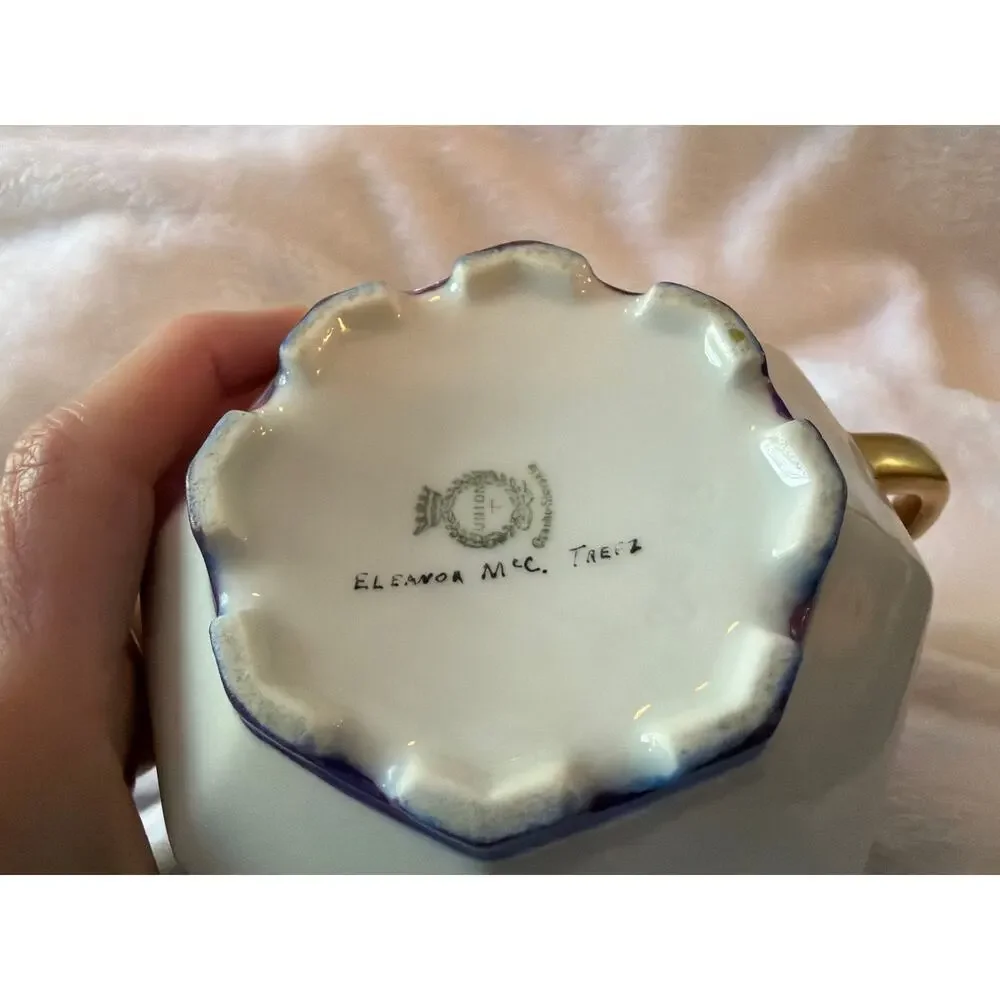 Antique Union Limoges Hand Painted Grape Creamer Eleanor McC Taetz Gold Trim
